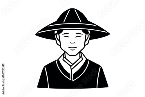 man wearing traditional hat and robe silhouette