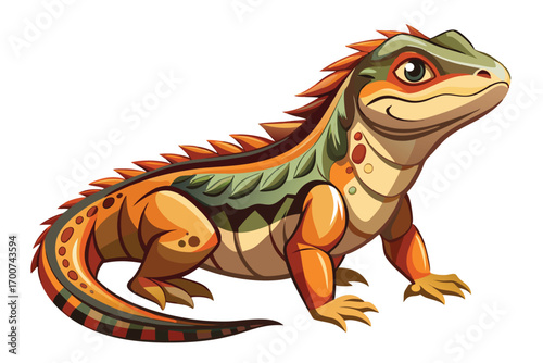 Colorful Cartoon Lizard with Intricate Patterns and Textures, A Playful and Detailed Digital Illustration, Charming Reptilian Character