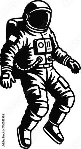 Astronaut floating in space, a stunning illustration for futuristic, sci-fi projects, inspiring creativity and innovation, perfect for branding and design needs