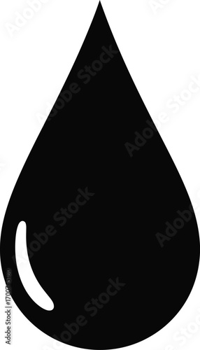 Sleek black droplet icon for modern designs: Perfect for branding, logos, and user interfaces needing a clean, impactful graphic element