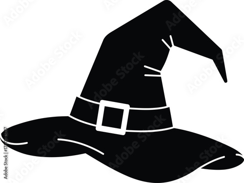 Spooky and Stylish Witch Hat for Halloween Designs Grab this classic black witch hat element for your festive projects and enchant your audience now