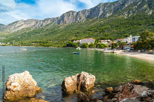 Fototapeta Naklejka Na Ścianę i Meble -  Croatia beach  in Gradac, Makarska riviera, Dalmatia region of Croatia