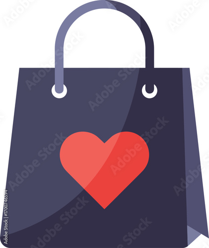 Show your love with this sleek shopping bag featuring a heart, perfect for Valentine's Day promotions or conveying heartfelt sentiments for your brand