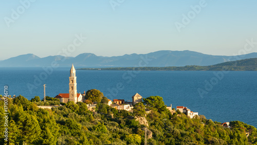 Fototapeta Naklejka Na Ścianę i Meble -  Catholic church in Igrane village on Makarska riviera, Makarska riviera, Dalmatia region of Croatia