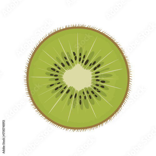 Vibrant Kiwi Fruit Slice Isolated on White Background for Healthy Eating and Tropical Food Concepts with Detailed Texture
