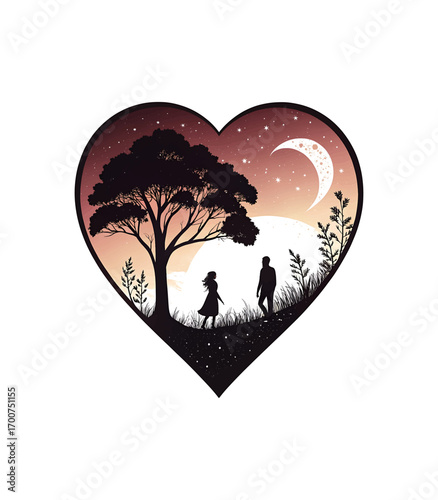 Tree with heart shape design vector illustration for love and romance theme