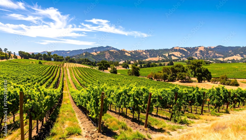 Fototapeta premium Vineyard landscape under a clear sky