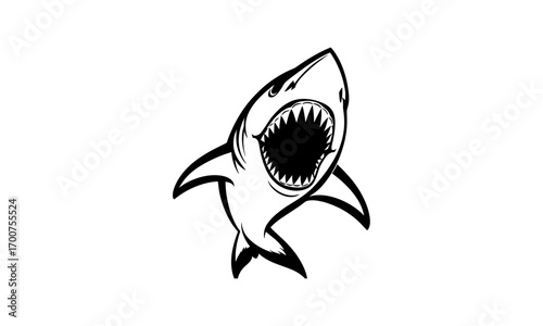 vector silhouette of a fierce shark