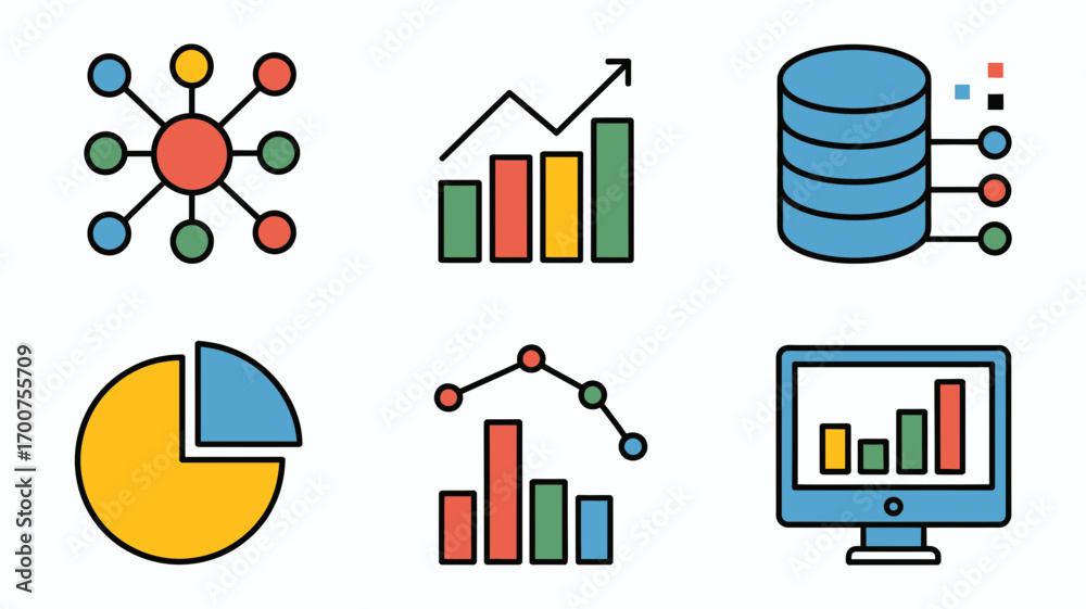 Obraz premium Scalable vector data analysis icons set infographic elements for business growth and technology white background