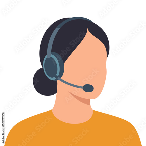 Vector illustration of a customer service representative with headset iconic design scalable white background