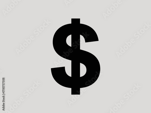 Bold black dollar symbol vector illustration scalable graphic for financial concepts white background