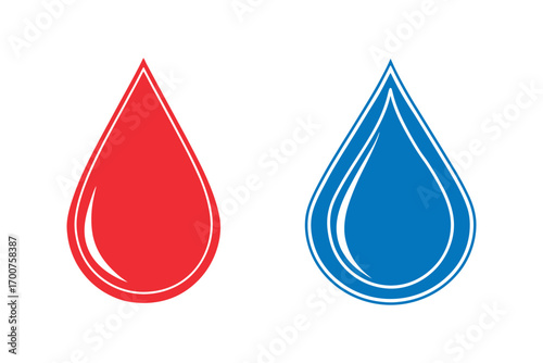 two colorful water droplets side by side silhouette