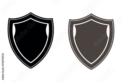 two contrasting shield designs displayed side by side silhouette