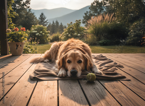 an elderly dog ​​on the porch - um cachorro idoso na varanda