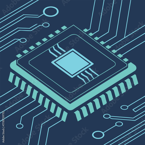 Futuristic Circuit Board Microchip Design processor