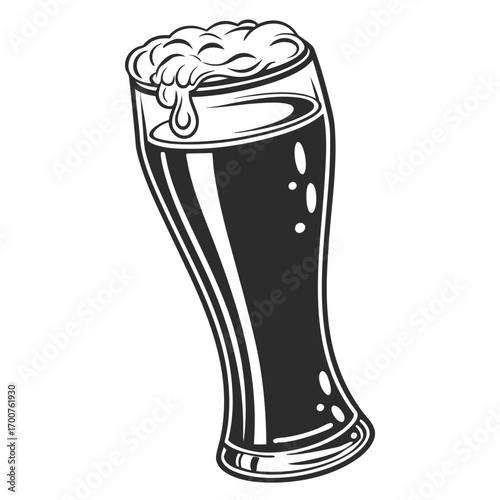 glass of beer black and white vector 