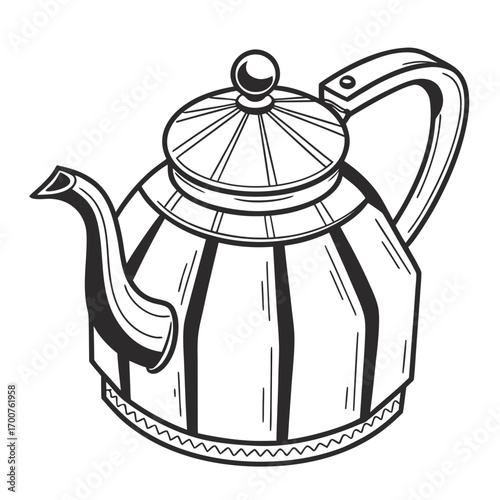  black and white tea kettle vector illustration