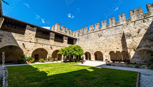 Courtyard of an old stone castle
