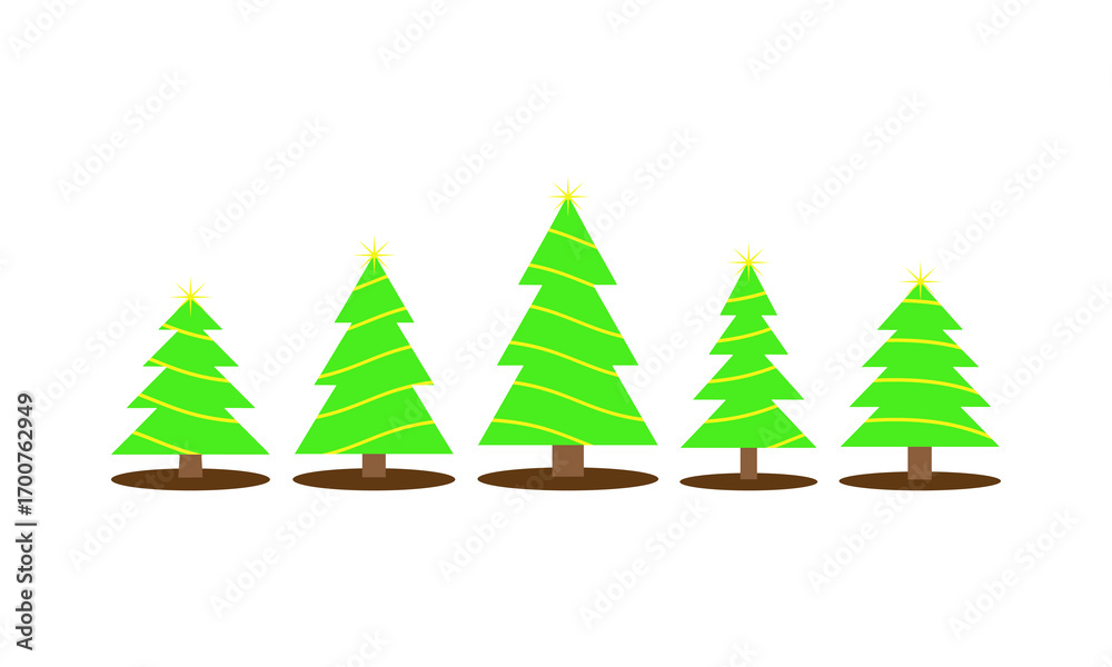 Fototapeta premium Christmas Trees Vector Set – Holiday Decoration Illustration