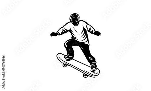 vector silhouette of a skateboarder doing tricks on a skateboard