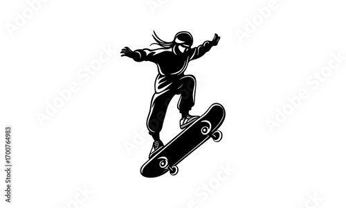 vector silhouette of a skateboarder doing tricks on a skateboard