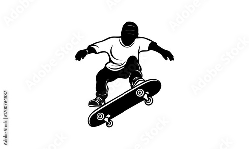 vector silhouette of a skateboarder doing tricks on a skateboard