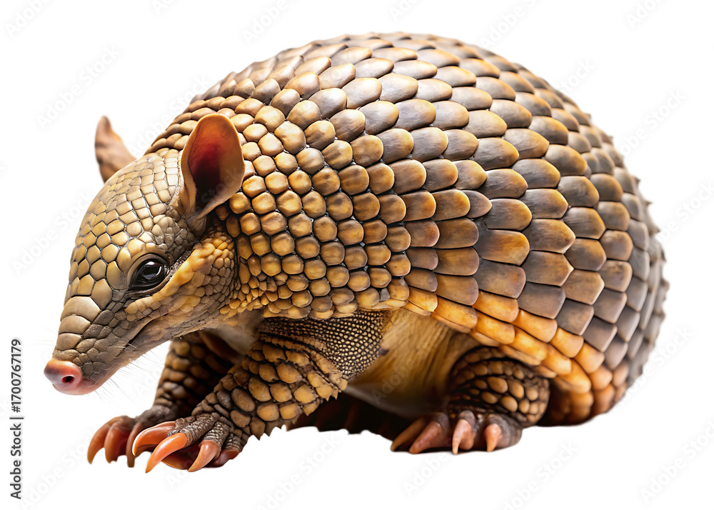 Fototapeta premium Armored animal scaled creature isolated on a transparent background