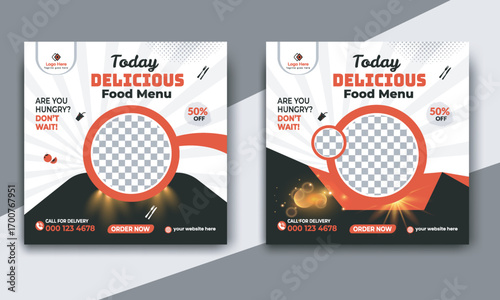 Delicious food banner design for social media promotions and advertisements