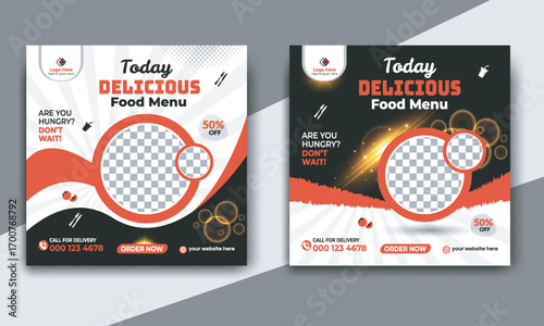 Delicious food promotion banners restaurant social media post template design
