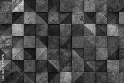 Wallpaper Mural Monochromatic square and triangle stone tile wall design Torontodigital.ca