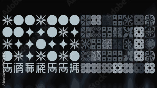 Geometric patterns and abstract symbols floral motifs circles