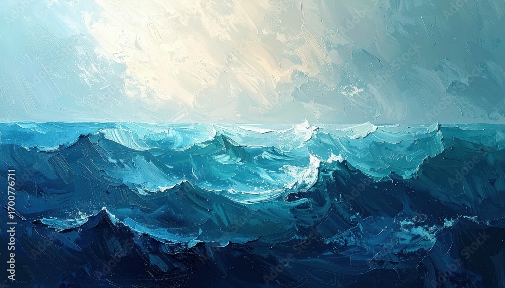 Fototapeta premium Dramatic Ocean Waves Under a Moody Sky.