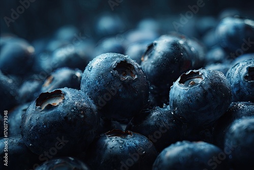 blueberries on a blue background