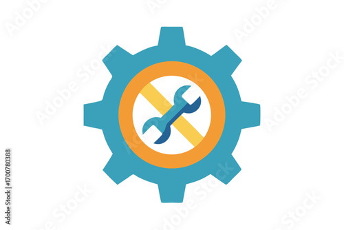 Service denied or maintenance prohibited with gear, wrench, and circular design
