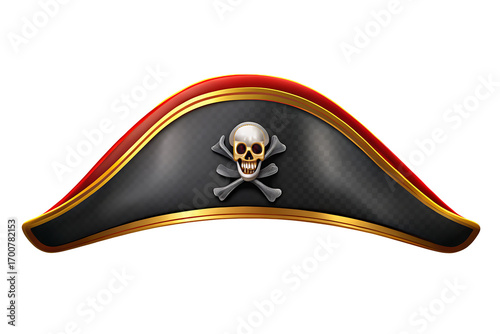 Pirate hat skull crossbones emblem isolated on a transparent background