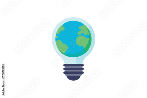 A lightbulb filled with a green and blue world, representing ecology