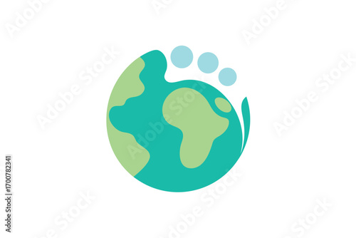 Stylized Earth Footprint Logo Concept for Eco Friendly Environmental Campaigns