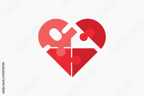 Heart Made of Puzzle Pieces Representing Love, Connection and Emotional Wellbeing
