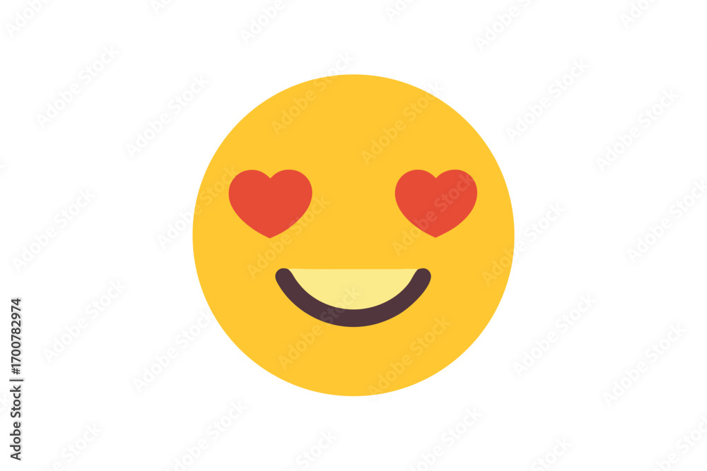 Fototapeta premium Yellow smiling face with heart shaped eyes representing love and affection