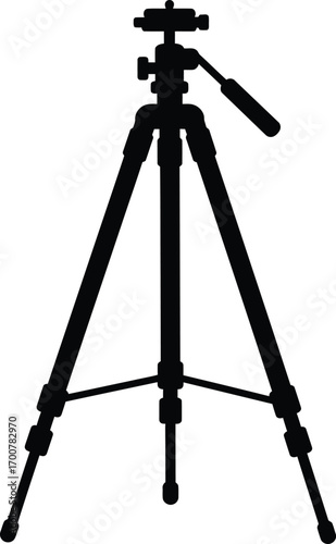 Scalable vector illustration of a photography tripod ready for action