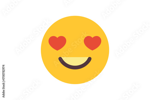 Yellow smiling face with heart shaped eyes representing love and affection