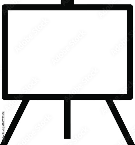 Simple vector easel illustration with blank canvas for presentations and art