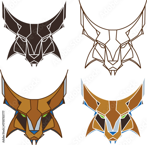 LYNX CAT IN GEOMETRIC LINES - ROBOTIC, BRAND OR LOGO