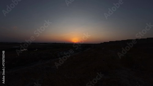 Time-lapse of sunset on an isolated plain