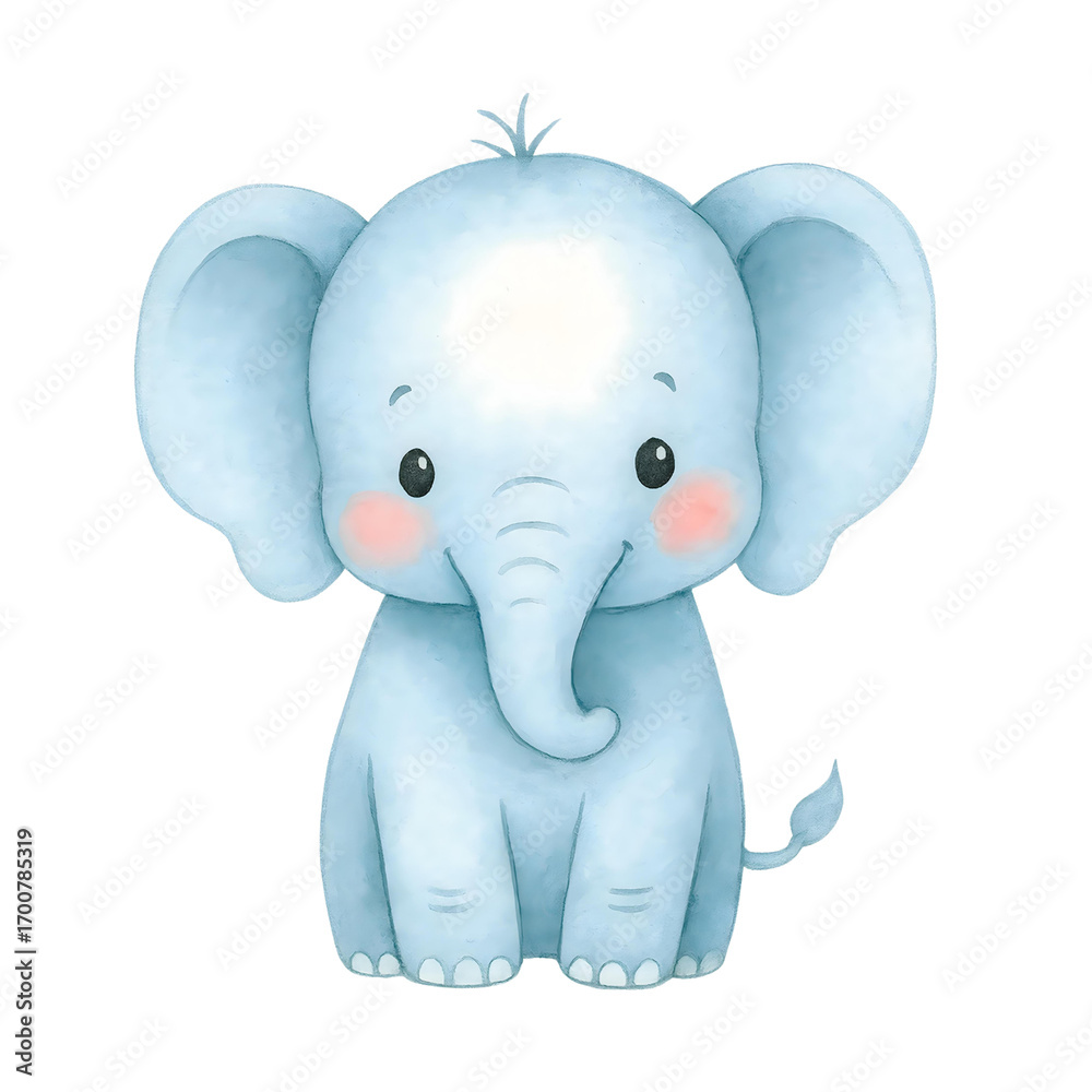 Naklejka premium Cute Watercolor Baby Elephant Illustration