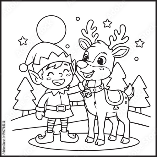 Elf Christmas Coloring Pages Bold Easy