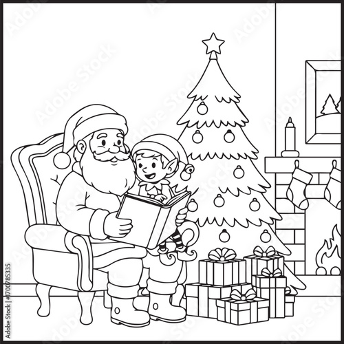 Elf Christmas Coloring Pages Bold Easy