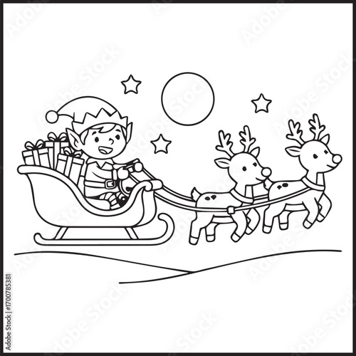 Elf Christmas Coloring Pages Bold Easy