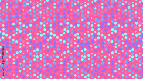 Vibrant pink background adorned with a scattered pattern of pastel blue and purple circles.  Perfect for playful designs, websites, or textile prints.