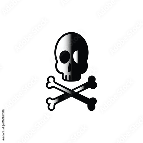 Classic skull and crossbones icon symbol of danger and death